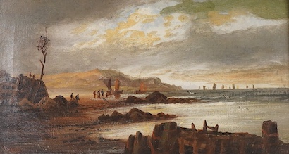19th century English School, 'Scene near Worthing', inscribed verso, unsigned, oil on canvas, 24 x 44cm